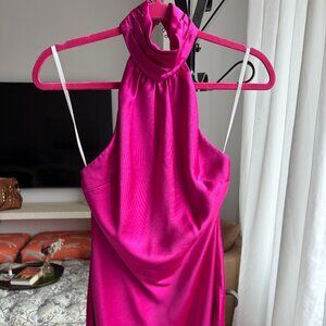 Fuschia pink mini dress - halter neck